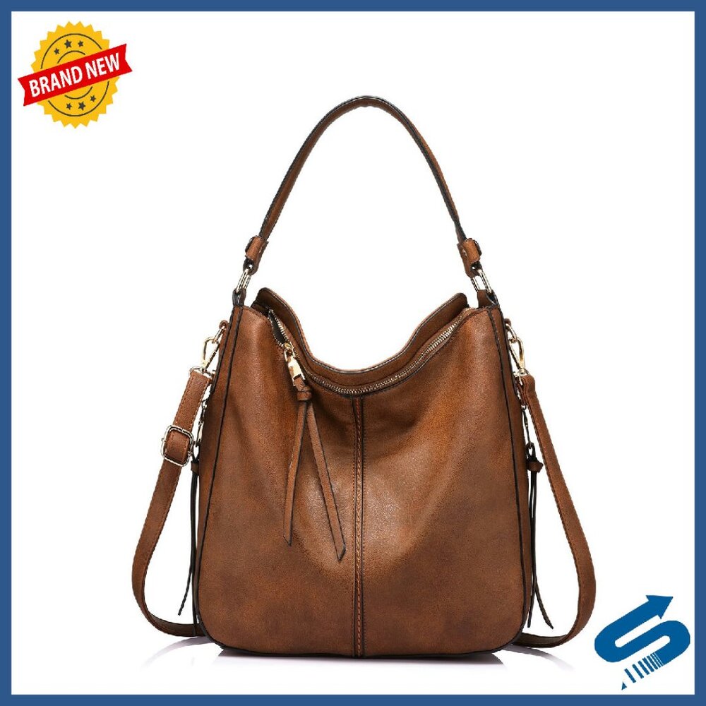 Large Faux Leather Hobo Crossbody Bag With Multiple Compartments